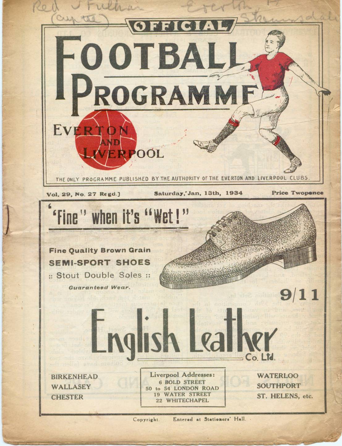 Match programme